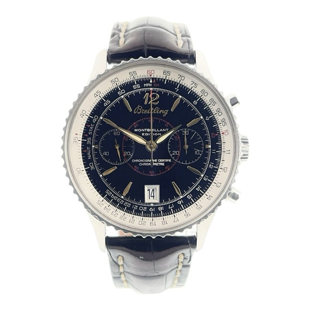 Breitling Montbrillant Stainless Steel Black Dial 43mm Manual Wind Men’s A48330